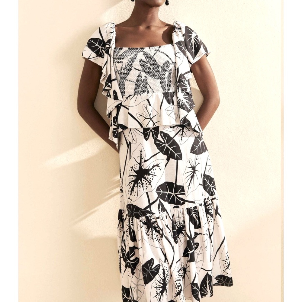 FARM RIO Graphic Leaves Midi Dress - Picture 3 of 16